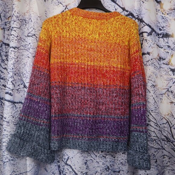 RAINBOW OMBRE SWEATER S Kori Knit Oversized Boxy Chunky Pride Fall Spring Bright - Picture 6 of 7